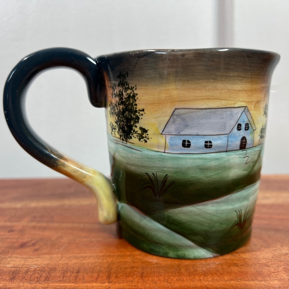 Appletree Design A Day in the Country Hand Painted Farmhouse Landscape Mug